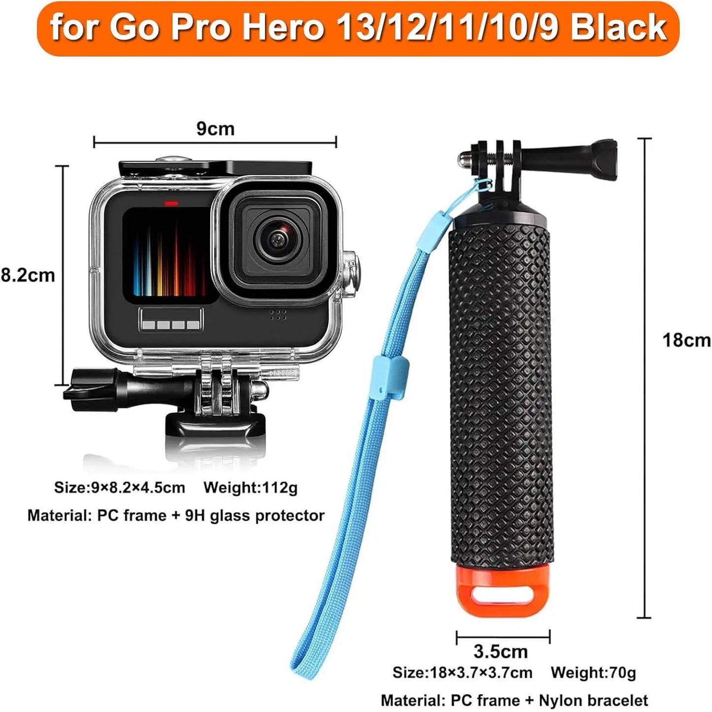 GoPro Hero 9–13 Waterproof Housing Case | 60M Dive Kit