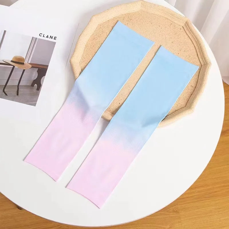 Gradient Sunscreen and Colorful Ice Silk Sleeves Peaceful Pleasures Health and Wellness Blue Pink