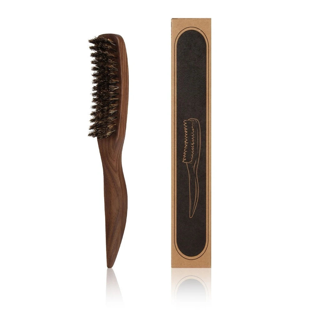 Wood Handle Boar Bristle Beard Brush Shaving Tool Hair Brush Wooden Curved Men Beard Shaving Brush Hair Stylist Mustache Brushes Peaceful Pleasures Health and Wellness Sharp Tail