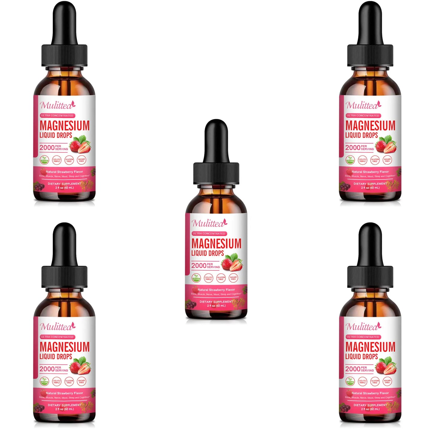 Liquid Magnesium Glycinate 500mg Drops – Sleep, Nerve & Muscle Support | 60ml Peaceful Pleasures Health and Wellness 5bottles United States