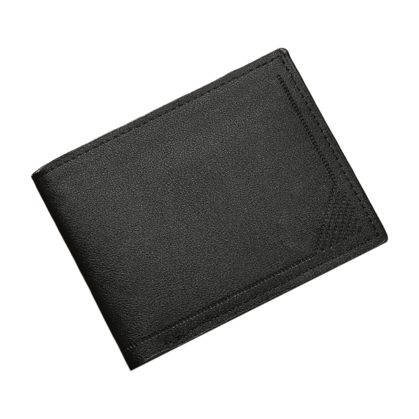 Men's Slim Wallet Short Horizontal Design Multiple Card Slots Large Capacity Soft Leather Business Money Clip Peaceful Pleasures Health and Wellness black