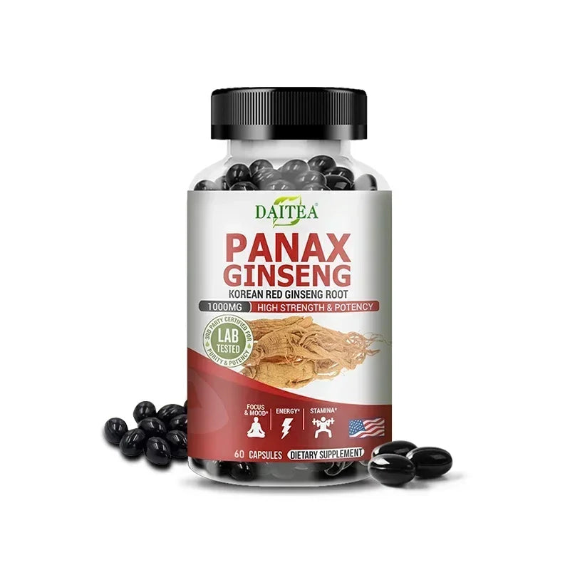 Panax Ginseng Capsules – Natural Energy Boost, Focus, Memory & Immune Support, Fatigue and Stress Relief,Maintain Overall Health Peaceful Pleasures Health and Wellness 60 count-1 bottle