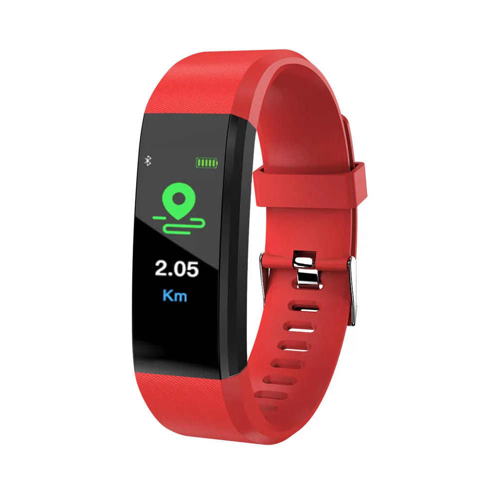 For Fitbit LCD Smartband Watch Fitness Tracke Heart Rate Blood Pressure Smart Bracelet Bluetooth-Compatible Waterproof Wristband Peaceful Pleasures Health and Wellness Red