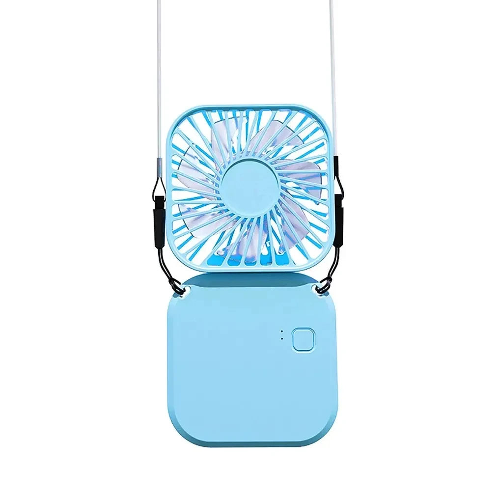 Mini Hanging Neck Fans Portable Folding USB Fans Mute Power Bank Portable Handheld Desktop Multi Function Peaceful Pleasures Health and Wellness Sky Blue