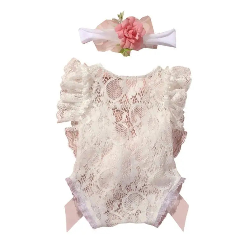 Newborn Lace Romper & Headband Set – Baby Photo Outfit