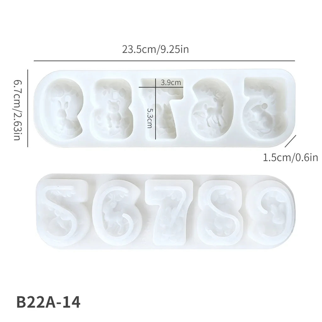 Number 0–9 Forest Animal Silicone Mold | Candle Soap Resin DIY
