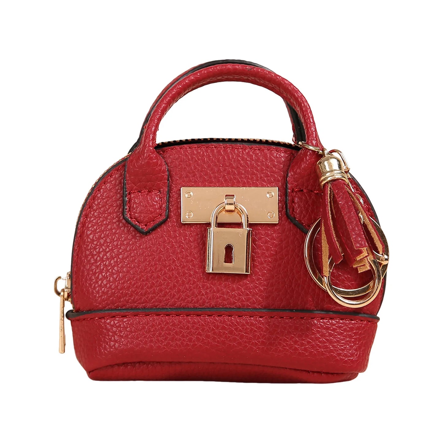 Mini Coin Purse for Women Cute Keychain Wallet Japanese Korean Style Small Leather Change Holder Compact Zipper Pouch Peaceful Pleasures Health and Wellness Red