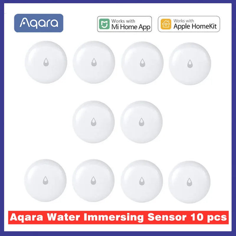 Aqara Water Leak Sensor ZigBee Water Immersing Detector Alarm Security Soaking Sensor Smart Home for Xiaomi Mi Home Homekit APP Peaceful Pleasures Health and Wellness Water Sensor 10 Pcs