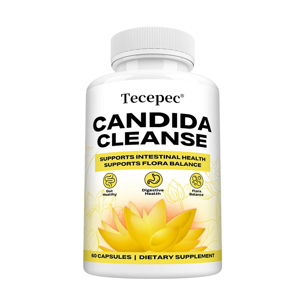 Candida Cleanse Capsules - Intestinal Colon Detox Gut Flora Balance Supports Digestion Relieve Bloating Antioxidant Supplement Peaceful Pleasures Health and Wellness 60 count-1 bottle