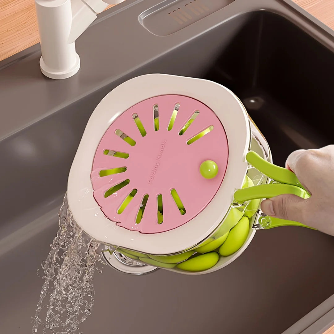 2-Layer Kitchen Colander & Fruit Strainer Bowl with Lid