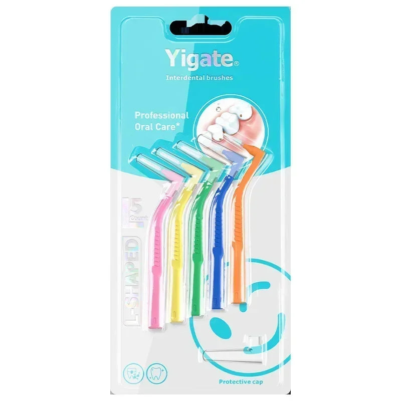 5pcs L-shaped Orthodontics Braces Interdental Brush Clean Between Teeth Mini Toothbrush Inter Dental Cleaning Travel Portable Peaceful Pleasures Health and Wellness mixture