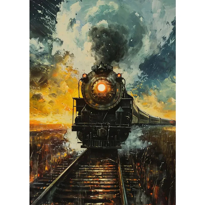 Steam Train Sunset Canvas Poster – Vintage Anime Wall Art Canvas Wall Art Peaceful Pleasures Health and Wellness 8 20x30cm Unframed