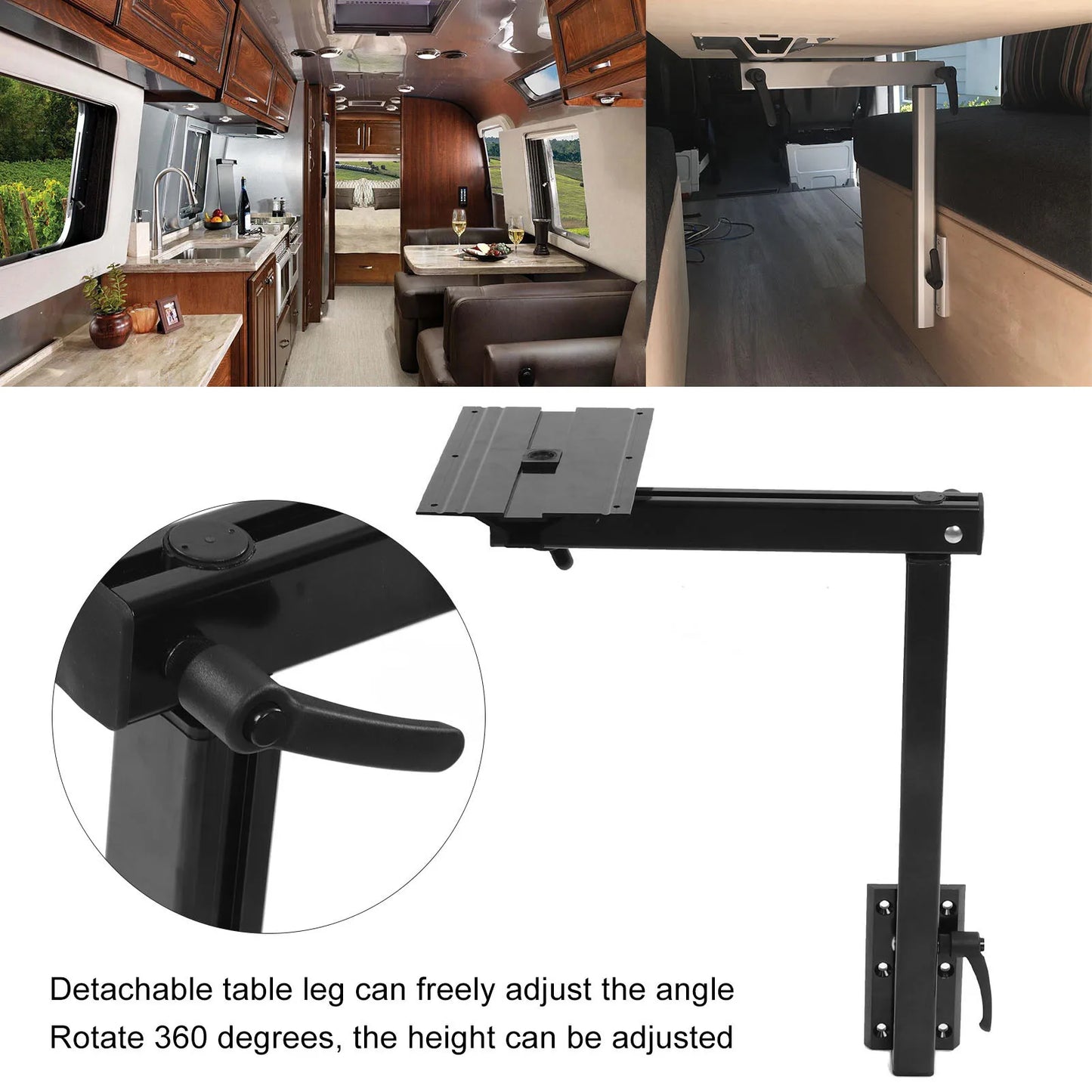 360 Rotation Smooth Appearance Bracket Motorhome RV Table Leg Base