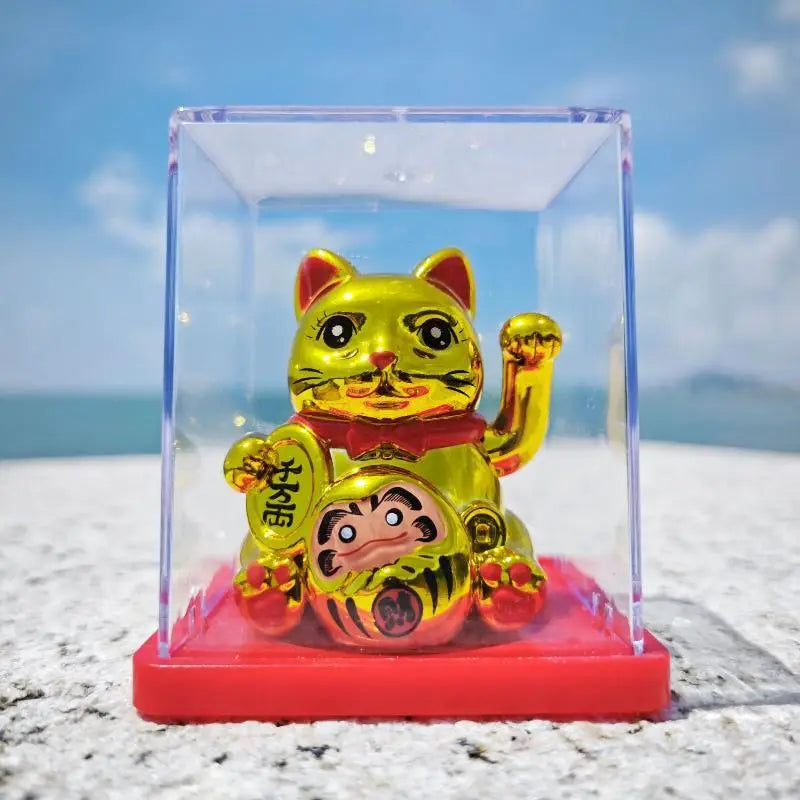 Solar Waving Lucky Cat Ornament | Mini 2" Desk Fortune Décor