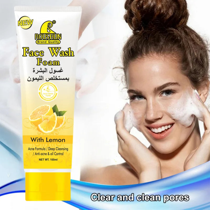 ROUSHUN Lemon Foam Facial Cleanser – Hydrating, Unisex