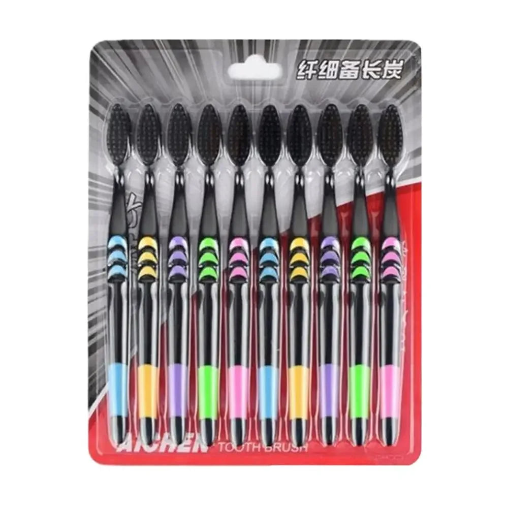 Black Charcoal Ultra Soft Toothbrushes – 10-Pack Peaceful Pleasures Health and Wellness black