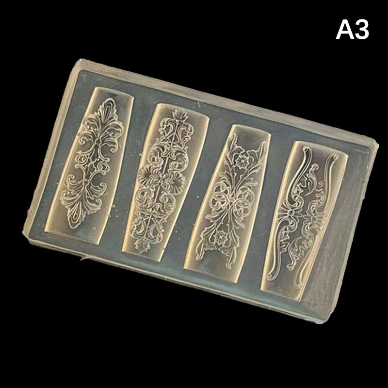 Nail Mold Silicone Retro Pattern Nail Art Decorations Baroque Style Relief Design Nail Art Template Stereoscopic Manicure Tools Peaceful Pleasures Health and Wellness A3