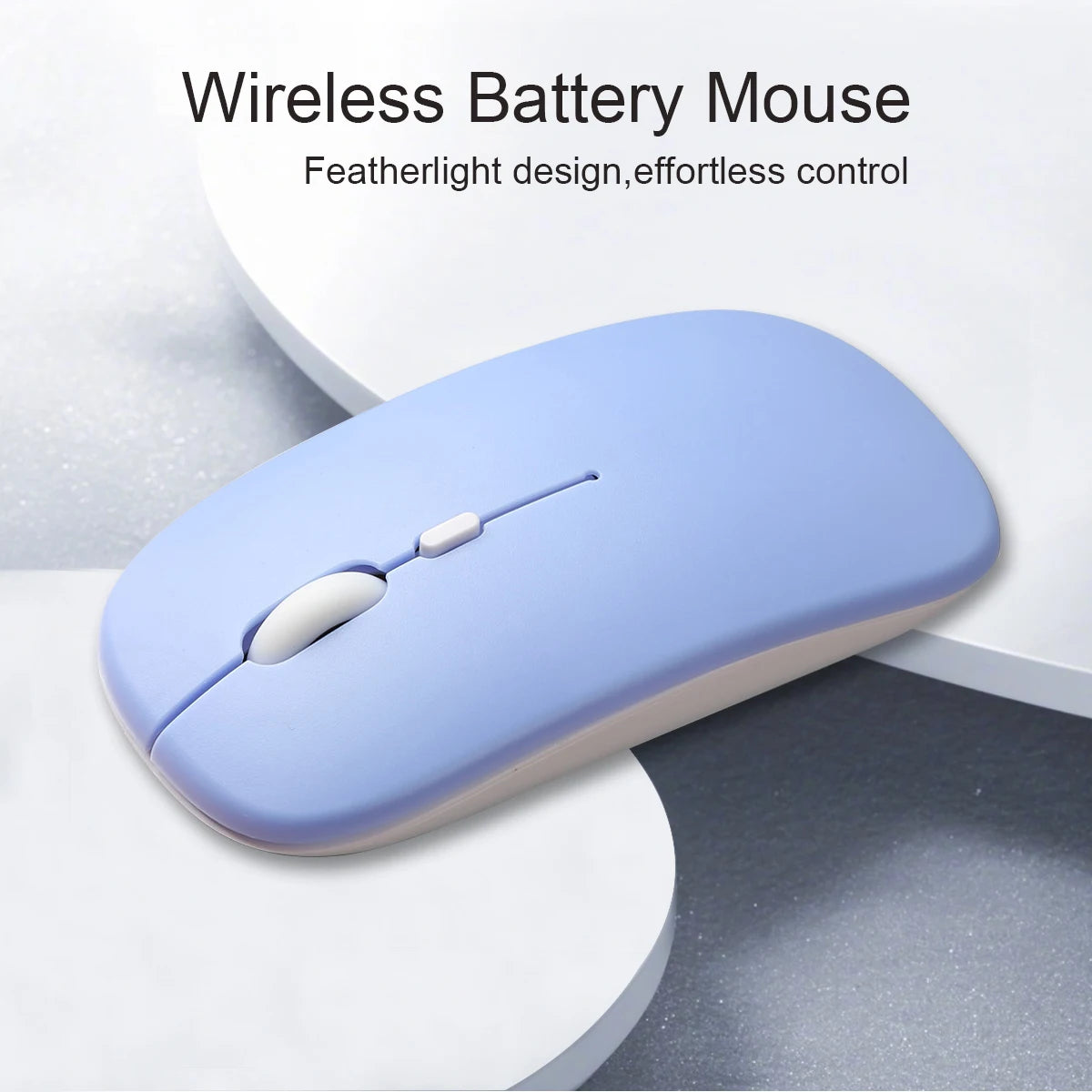 Wireless Bluetooth-compatible Mouse For iPad Samsung Huawei Android Windows Tablet Battery Mouse For Laptop Notebook Computer Peaceful Pleasures Health and Wellness Matte-Purple