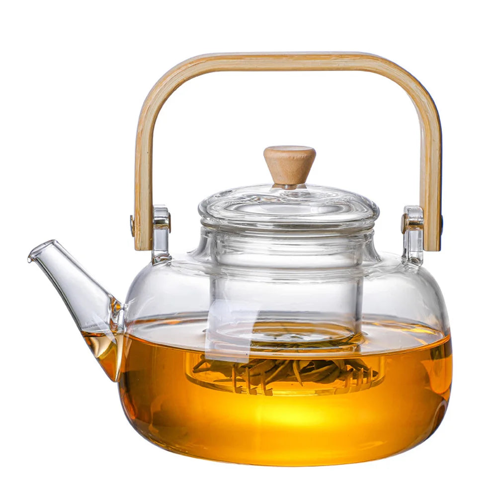 HMLOVE Boron Silicon Glass Teapot Chinese Tea Ceremony Transparent