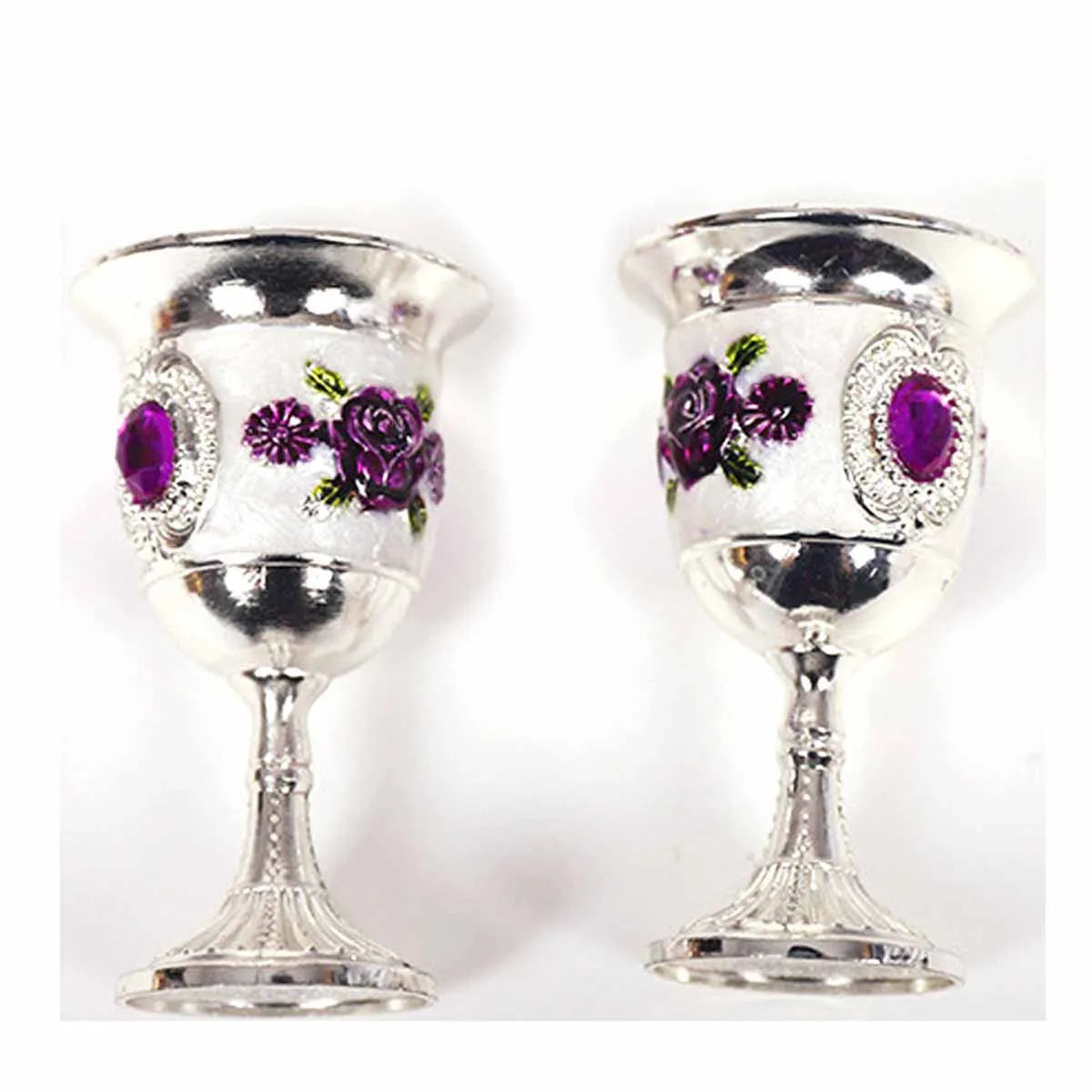 Rose Pattern Alloy Wine Goblets | Cocktail & Champagne Set of 2