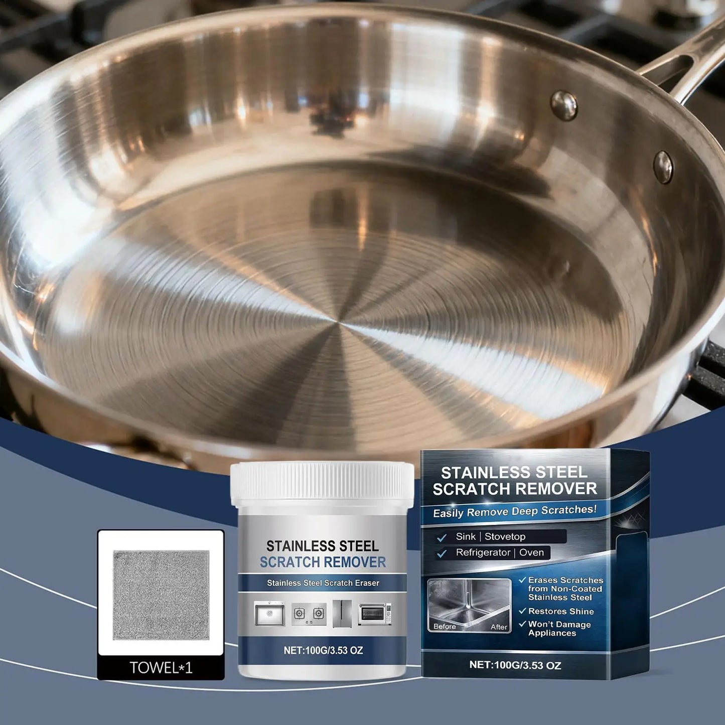 100g Stainless Steel Polish Paste – Scratch & Rust Remover Cream