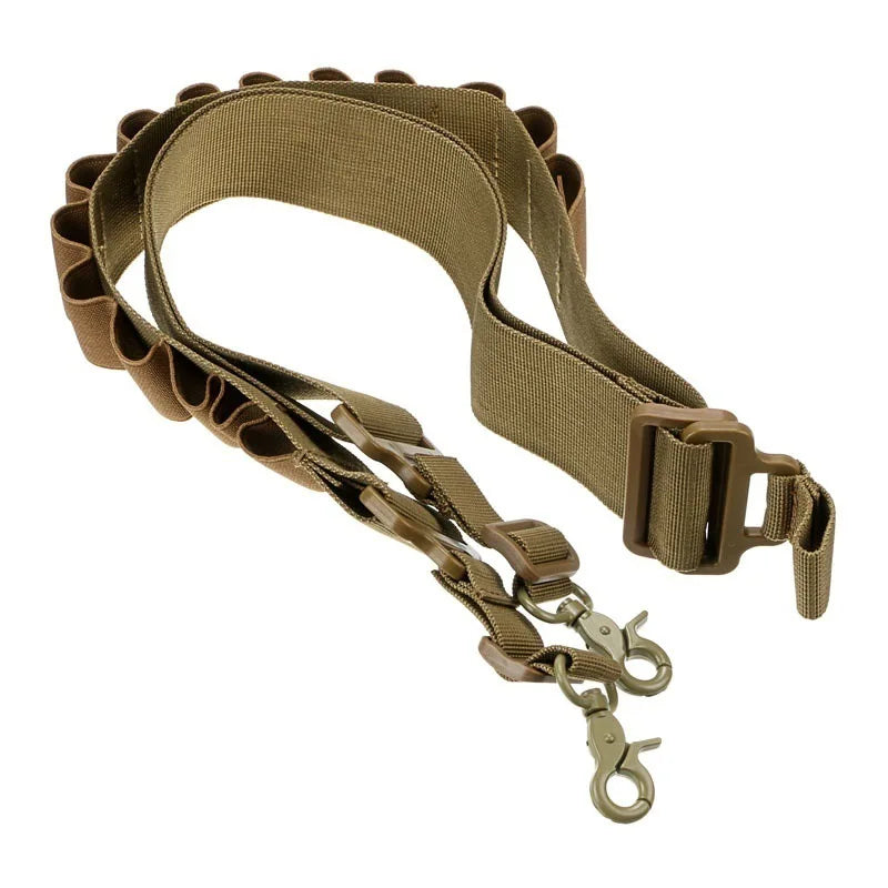 Tactical Double Point Shooting Gun Sling 15 Round Shotgun Shell Bandolier 12& 20 Gauge Stealth Rifle Ammo for Shell Count Peaceful Pleasures Health and Wellness yellow color