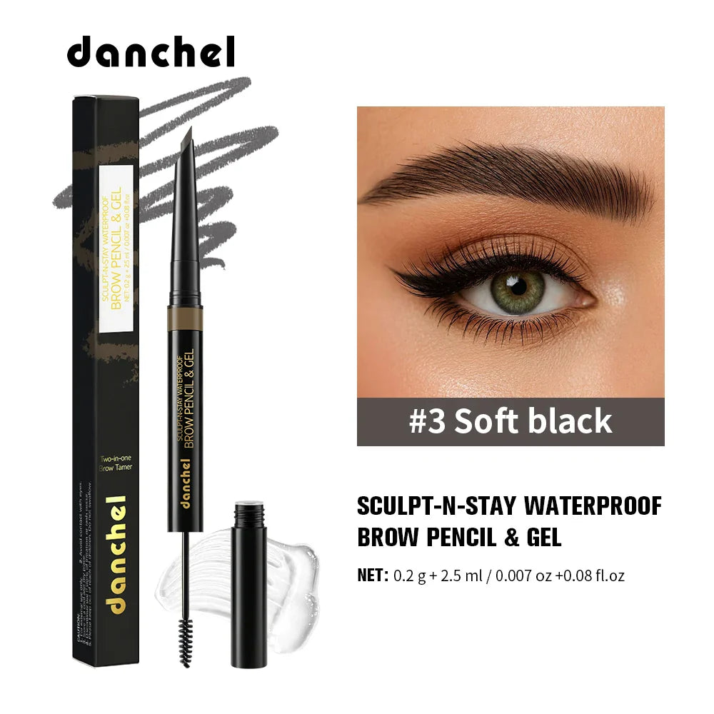 2-in-1 Waterproof Eyebrow Pencil & Gel – Smudge-Proof, Long-Lasting