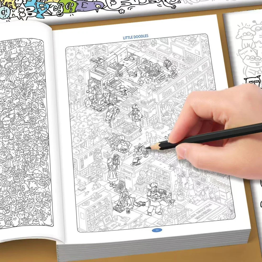 Little Doodles Adult Coloring Tracing Book 32 Pages Relaxing Sketch