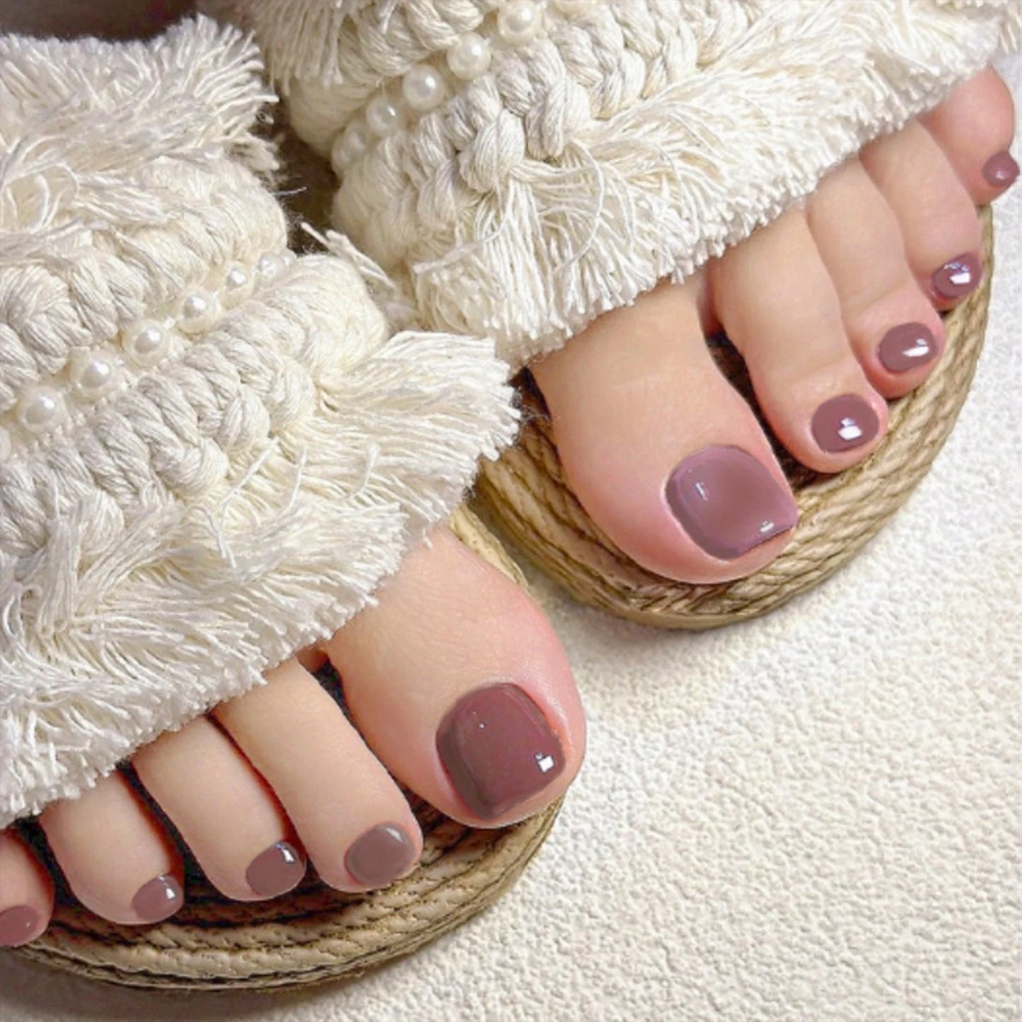 Wine Red Toe Nail Tips Press On Toenails 24pcs Reusable Charming Fake Toe Nails For Fashion Party Manicure Pedicure Decoration Peaceful Pleasures Health and Wellness style2