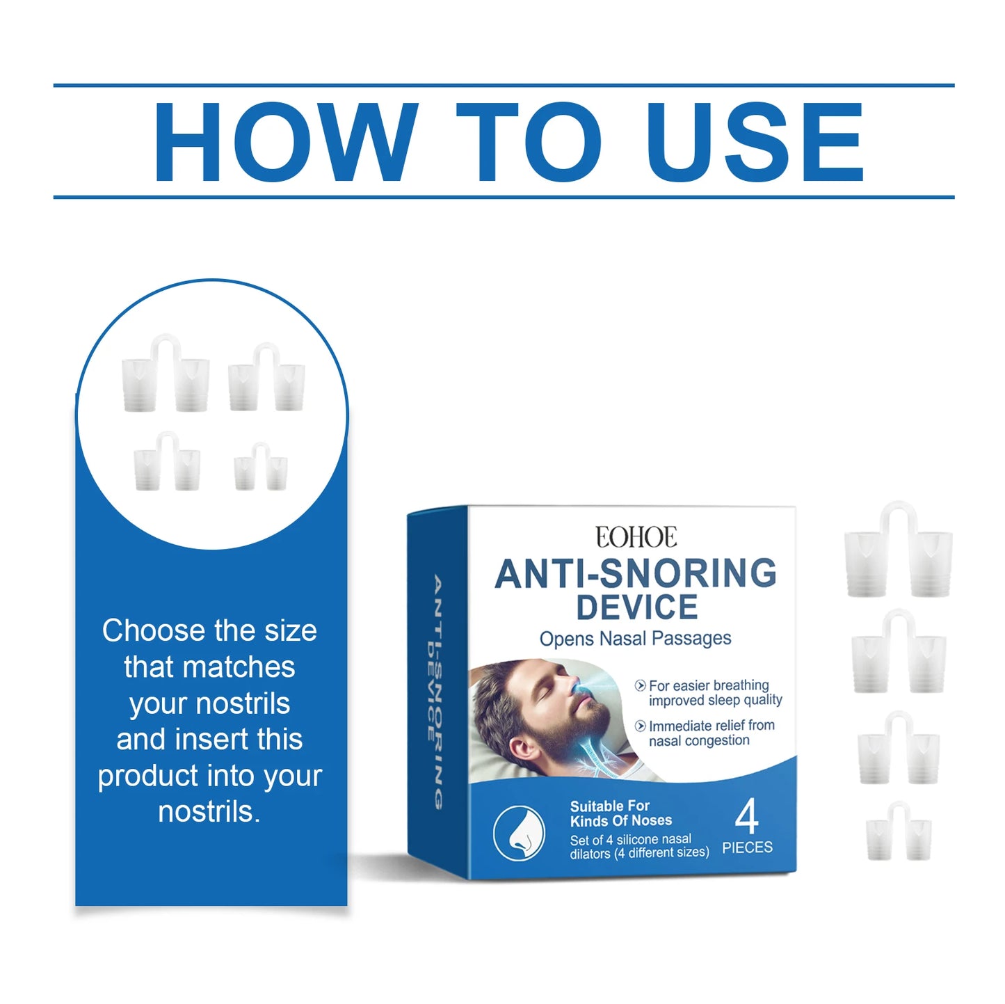 Nasal Dilator Anti-Snoring Sleep Aid | 4 Sizes Silicone