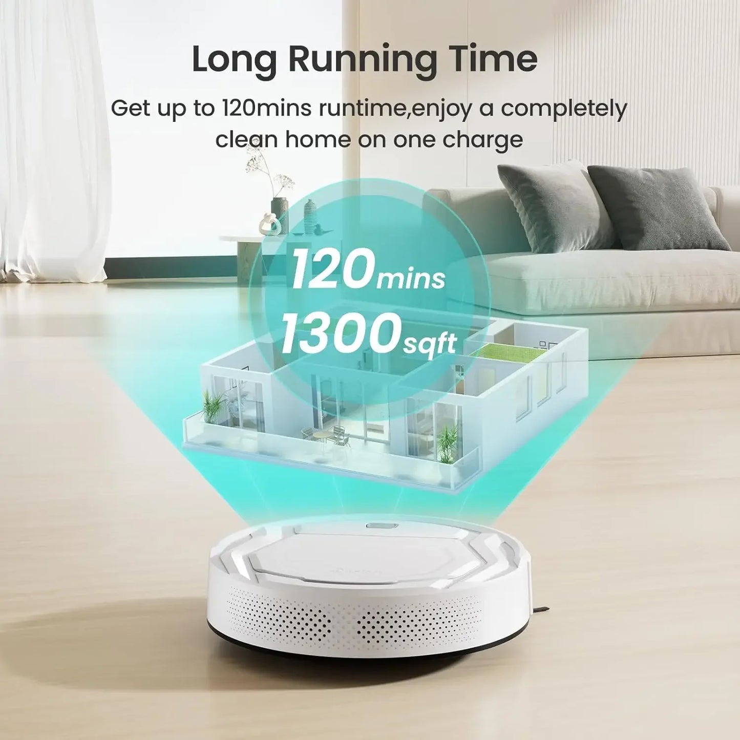 Slim Robot Vacuum, 120 Min Runtime, Strong Suction, Low Noise, Wi-Fi/Alexa Control for Pet Hair & Hard Floors Peaceful Pleasures Health and Wellness