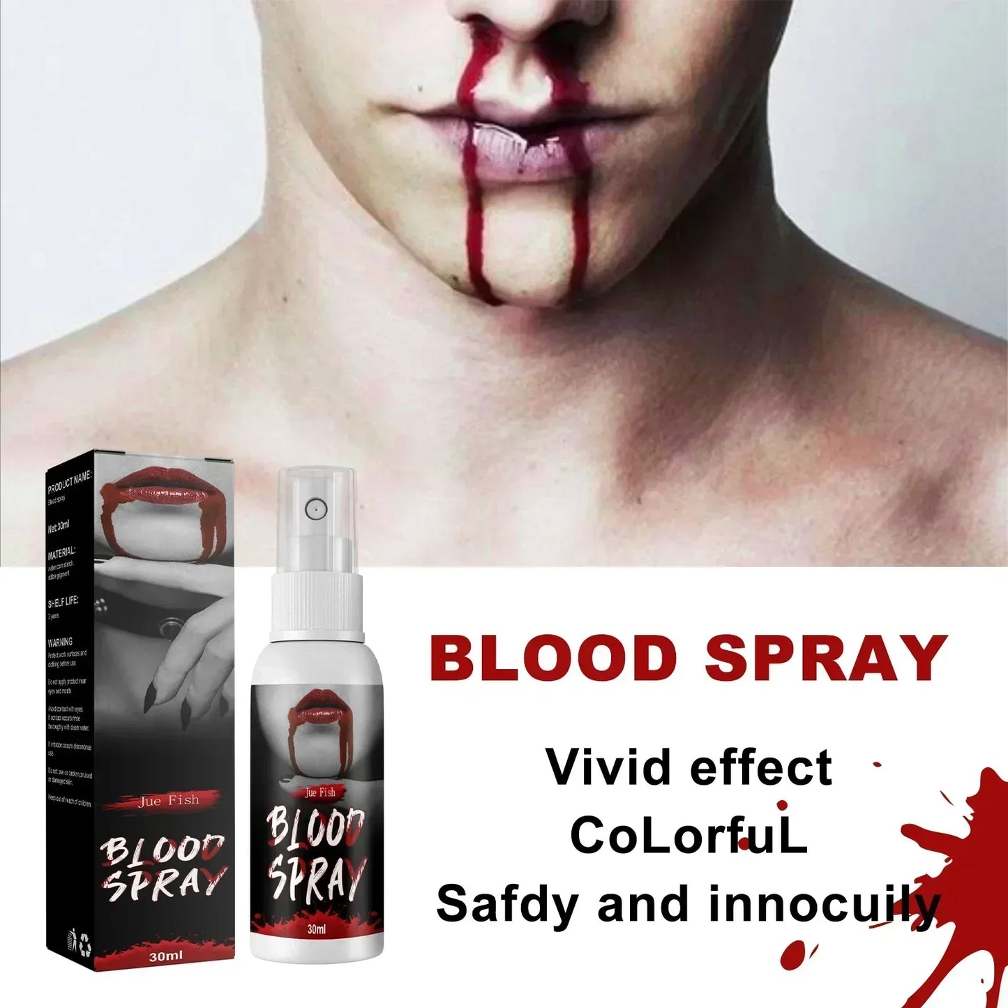 Fake Blood Spray Vivid Effect Real Color Liquid Simulation Blood for Halloween Makeup Zombie Clothes Haunted Houses Monster Peaceful Pleasures Health and Wellness