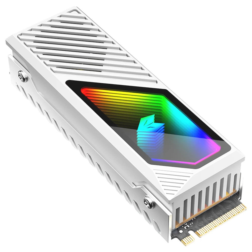 M.2 2280 SSD Heatsink Heat Sink Cooler with Thermal Silicone Pad 5V 3 Pin ARGB SSD Cooler Built-in Fan M.2 Radiator for M.2 2280 Peaceful Pleasures Health and Wellness WHITE
