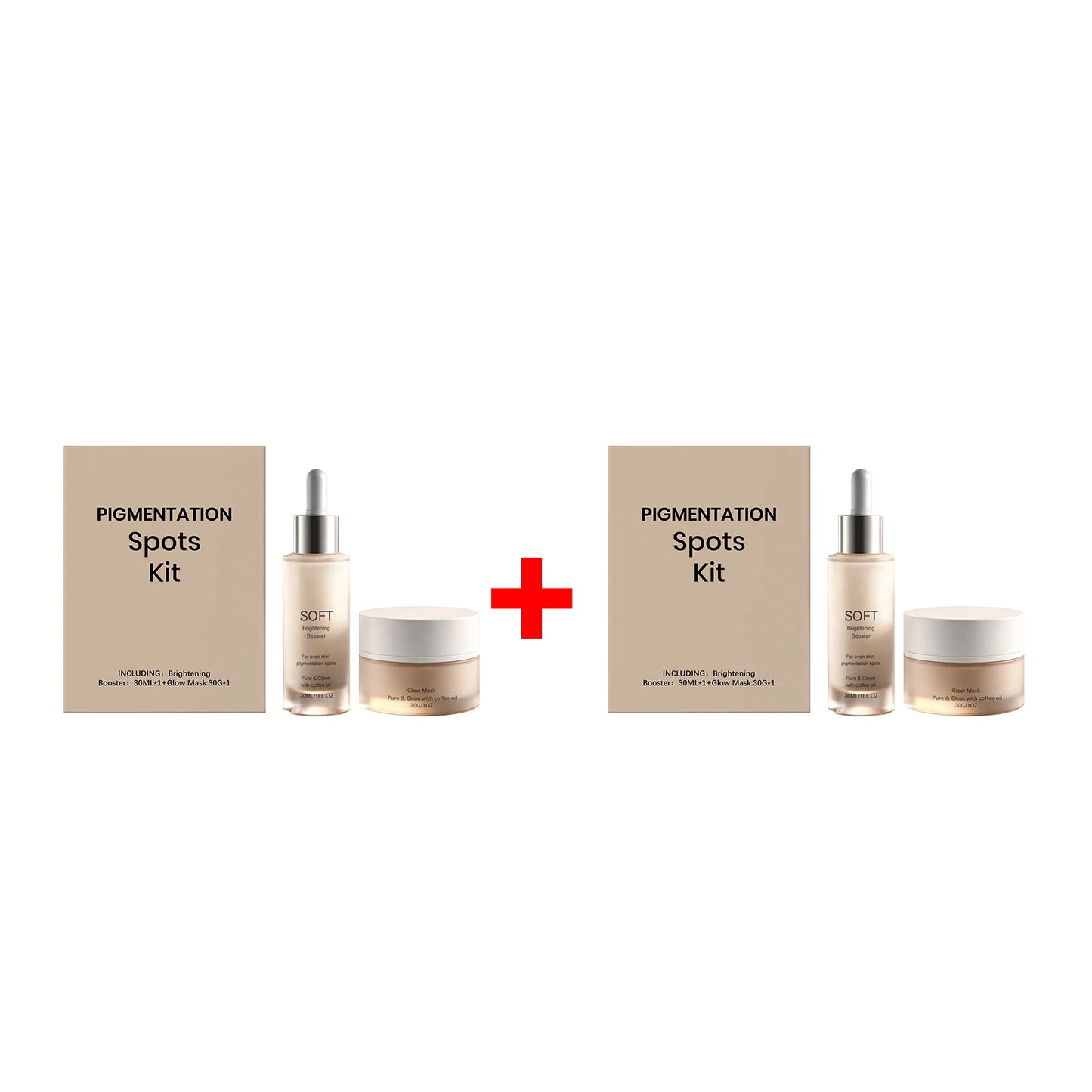 Brightening Skin Set Pigmentation Spots Kit 2PCS Dark Spots Corrector Even Skin Tone Set Face Serum Coffee Oil Infused Glow Mask Peaceful Pleasures Health and Wellness 2 Set