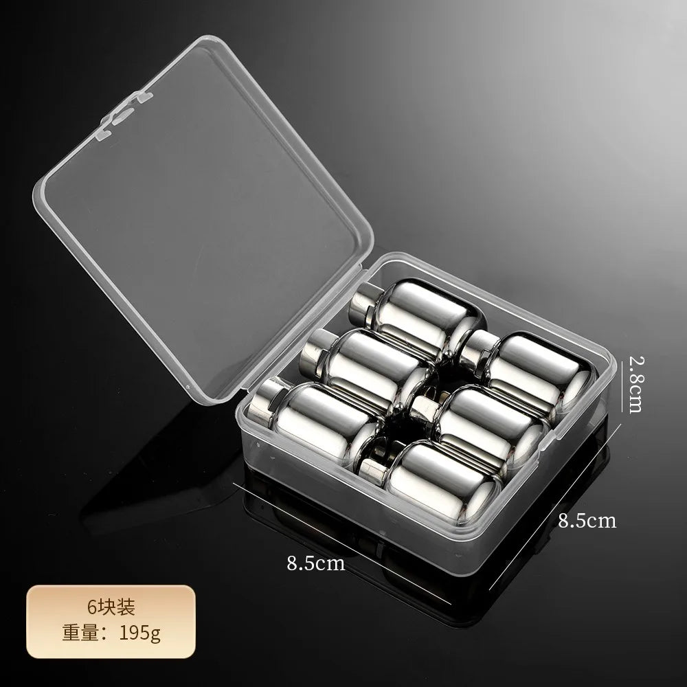 Stainless Steel Ice Cubes Whiskeygas Cylinders Ice Cube Cooler Reusable Whisky Ice Stone Whisky Rocks Bar Wine Cooler Peaceful Pleasures Health and Wellness 6pcs