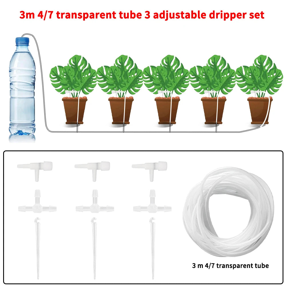 4/7mmHose Watering Saving Micro Dripper Greenhouse Garden Drip Irrigation Kit with Regulating valve Potted Plant Watering Device Peaceful Pleasures Health and Wellness 3 m 3 regulator