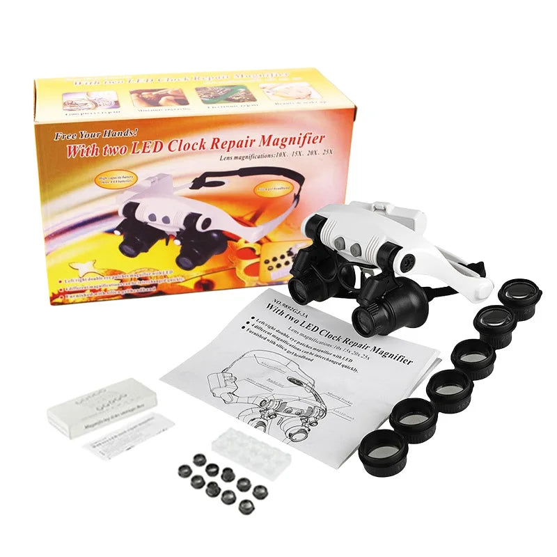 Magnifier Glasses Loupes Measuring Magnifying Glass Lens 10X 15X 20X 25X with Led Jeweler Watch Repair Magnifying Eyewear Peaceful Pleasures Health and Wellness