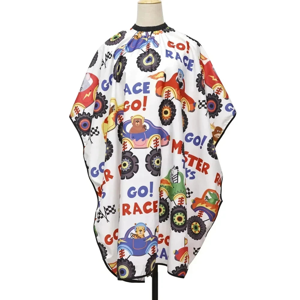 Cartoon Haircut Cape – Waterproof Barber Wrap for Kids & Adults