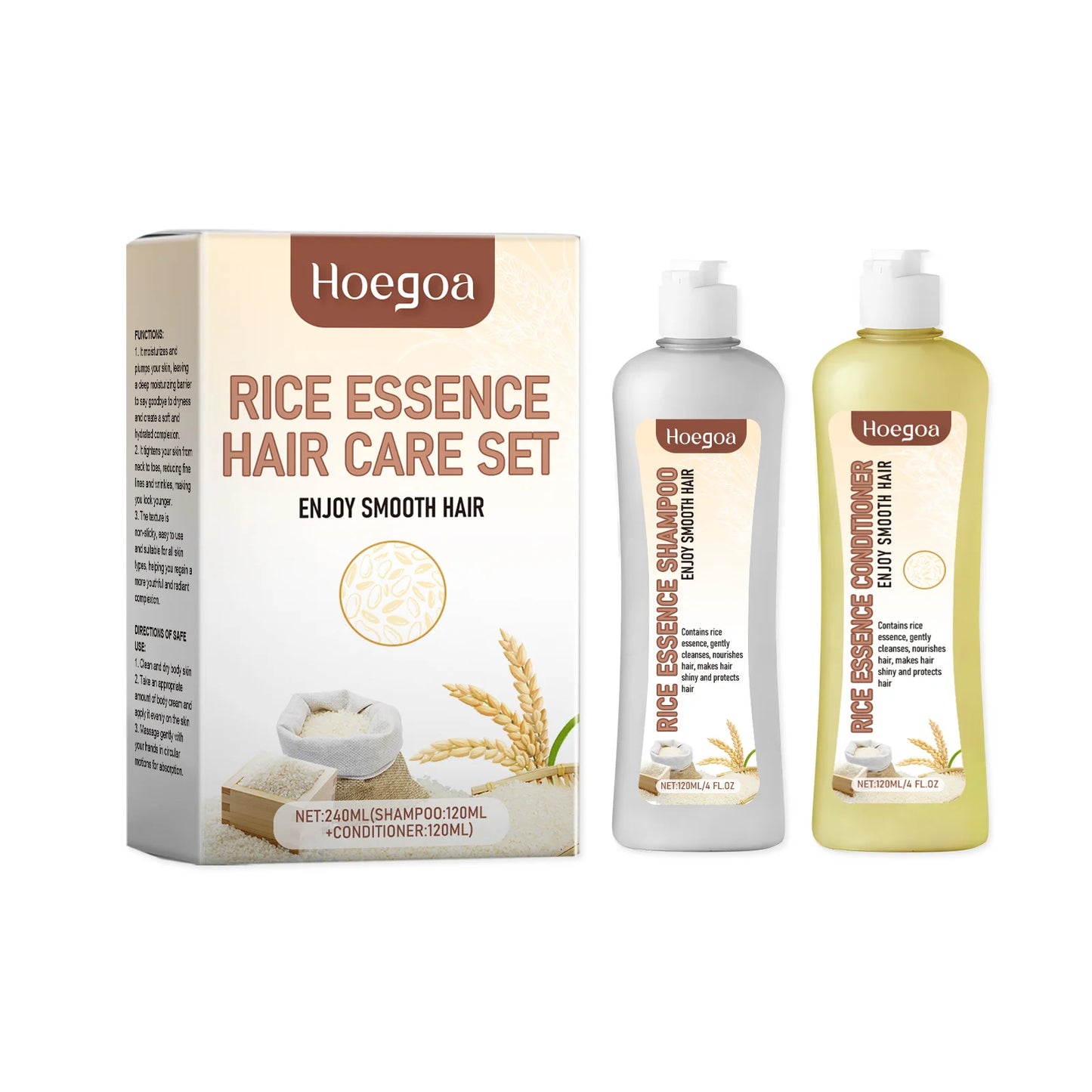 Hair Growth Shampoo Conditioner Set Repairing Strengthen Root Deep Nourish Anti Frizzy Dry Hair Oil Control Smoothing Hair Care Peaceful Pleasures Health and Wellness Rice Oil
