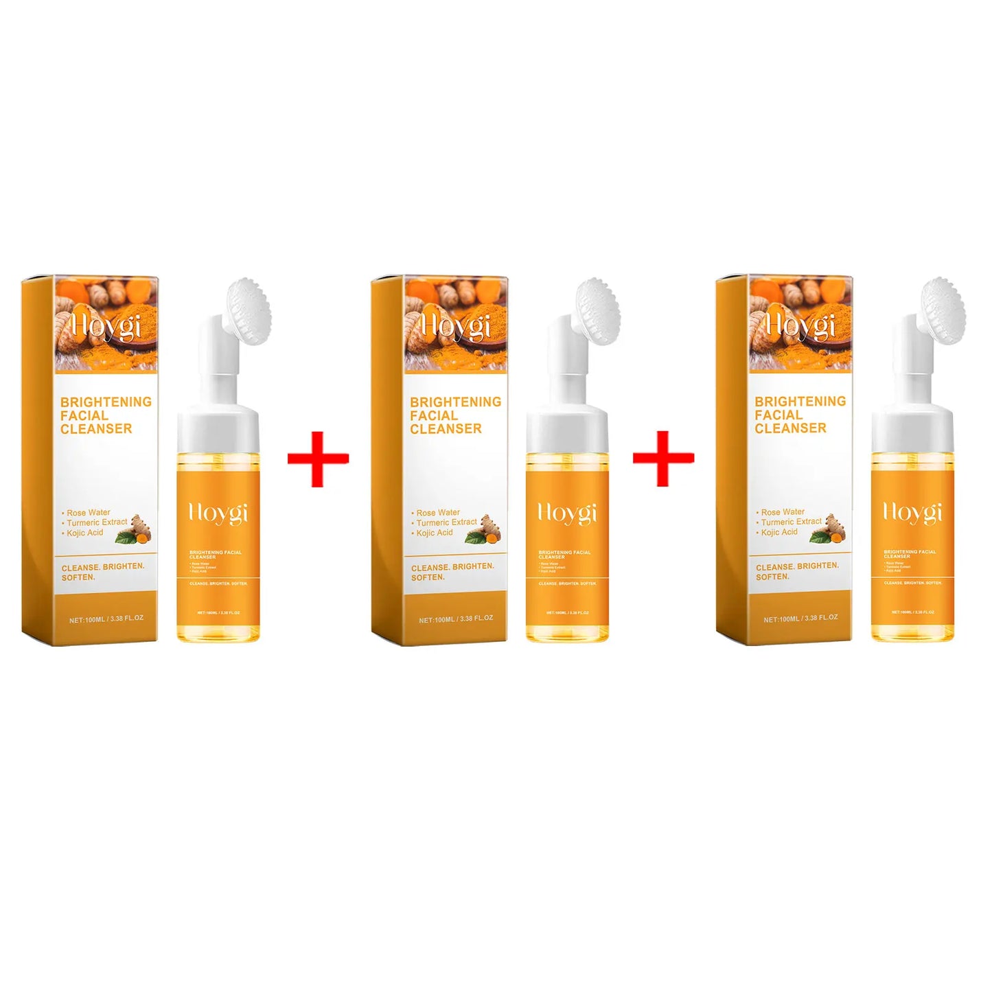Turmeric Cleanser Anti Acne Oil Control Blackhead Remover Skin Cleansing Brightening Rejuvenation Face Wash Foam Face Cleanser Peaceful Pleasures Health and Wellness 3 X 100ml Boxed