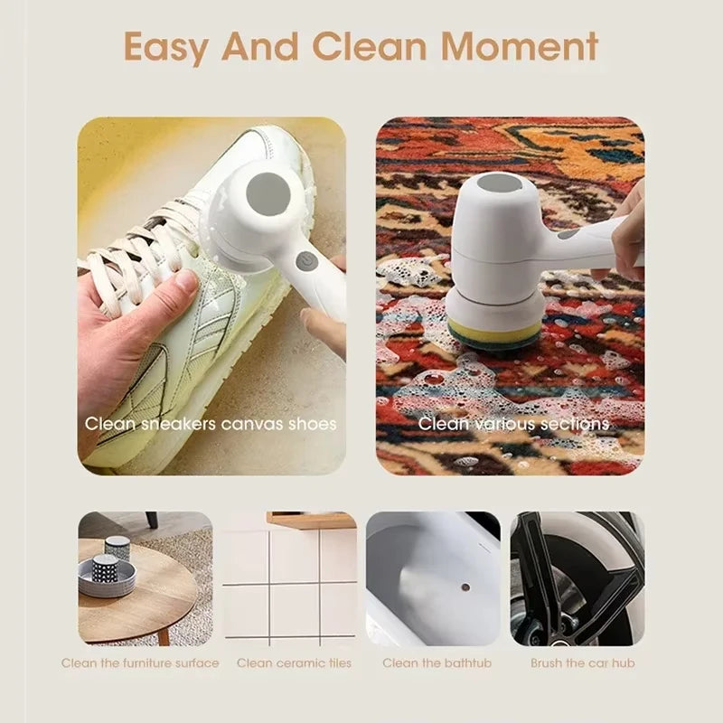 Electric Cleaning Brush Automatic Wireless USB Rechargeable Dishwashing Brush Professional Cleaning for Kitchen Bathtub Tile Peaceful Pleasures Health and Wellness