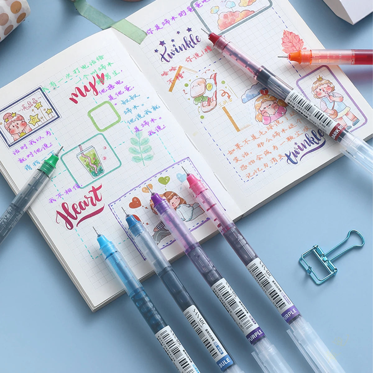 10-Pack Color Gel Pens 0.5mm – Quick Dry, Large Capacity