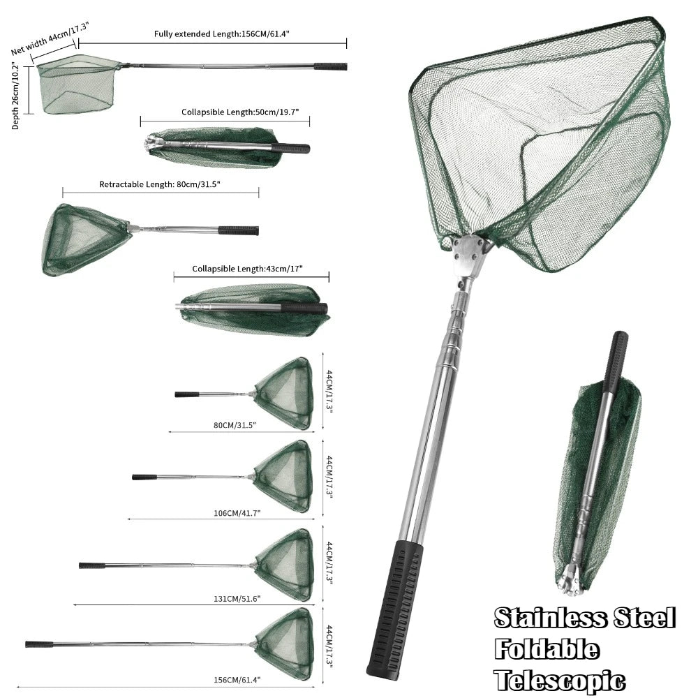 Fishing Landing Net Telescopic Pole Anti-slip Handle Collapsible