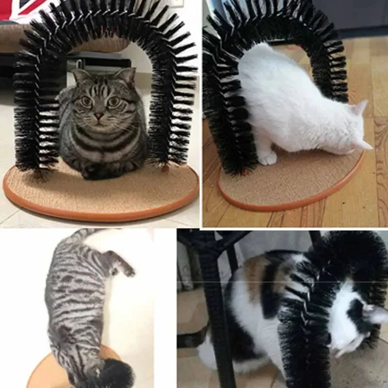 Cat Arch Self-Groomer with Scratching Pad & Massage Brush