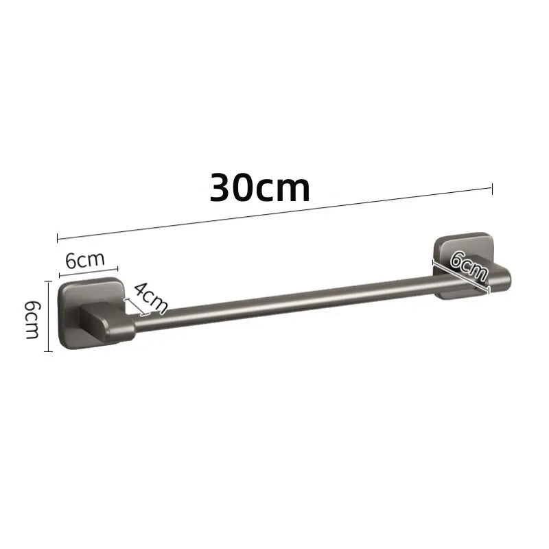 Self-Adhesive No-Drill Towel Bar | Wall-Mount Rack White & Black