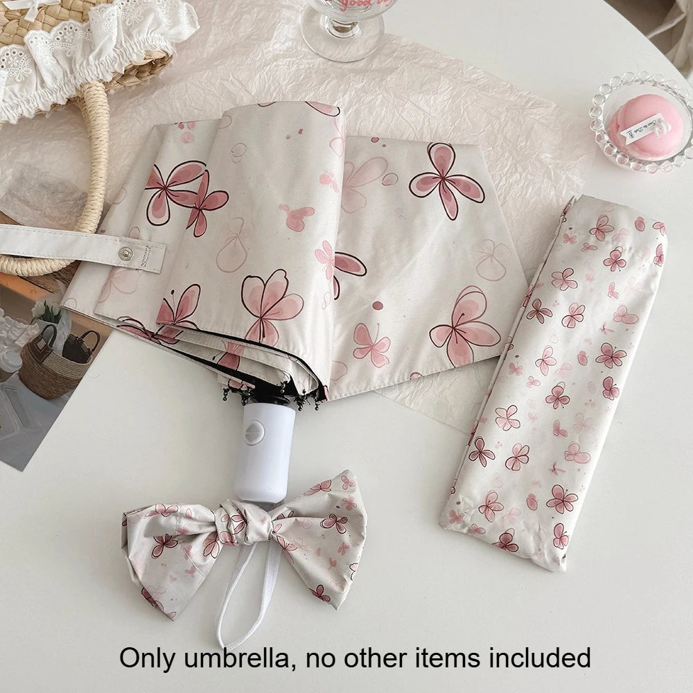 Cute Cartoon Dual-purpose Sun Rain Umbrella Portable Anti-UV Sunscreen Windproof Foldable Parasol for Girls Outdoor Daily Use Peaceful Pleasures Health and Wellness metal-fiber composite 8K Automatic payment
