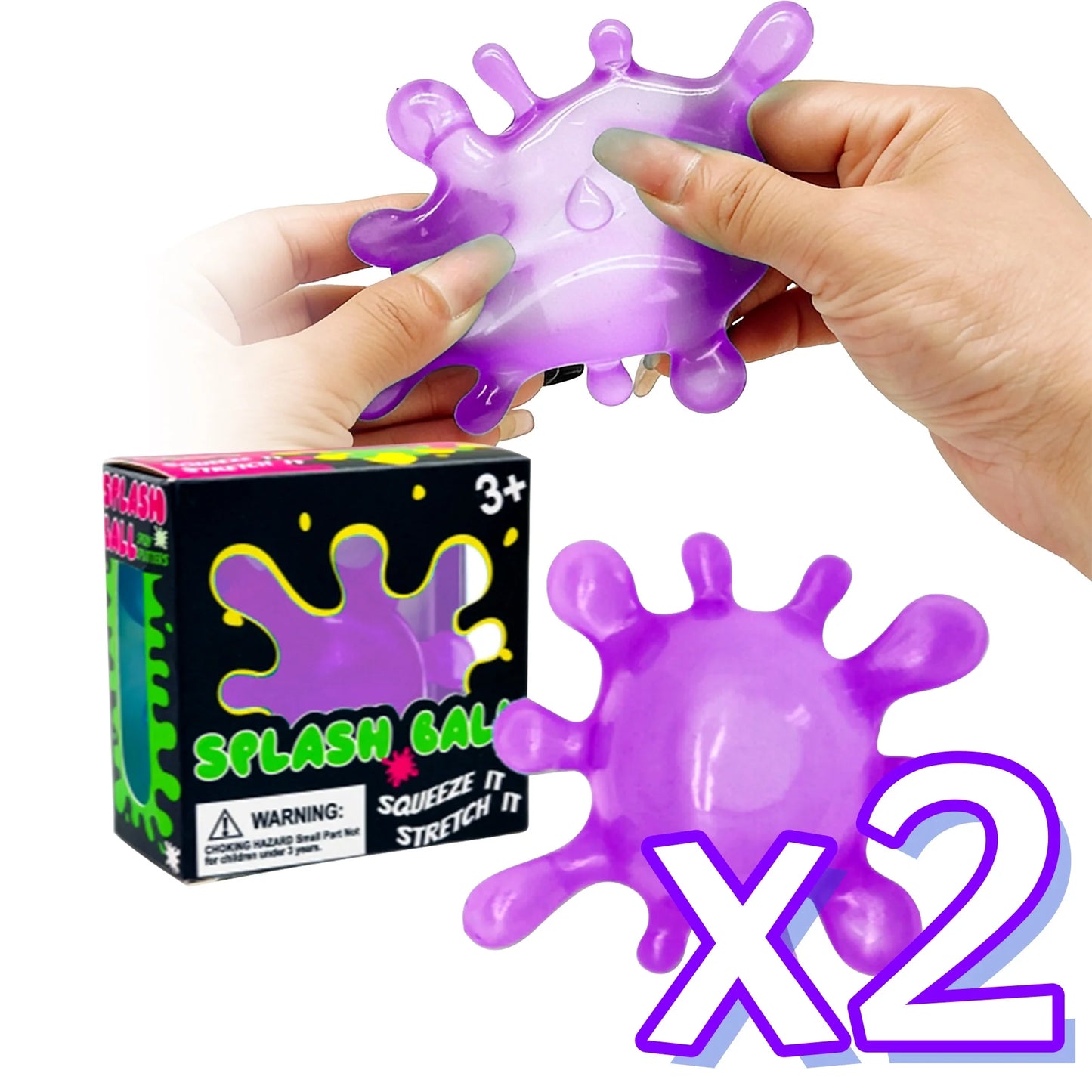 Splash Shaped Squeeze Ball Slow Rebound Stress Relief Fidget Toy Anti Anxiety Office Relaxation Toys Play Gift For Adults Kids Peaceful Pleasures Health and Wellness Purple Color x 2