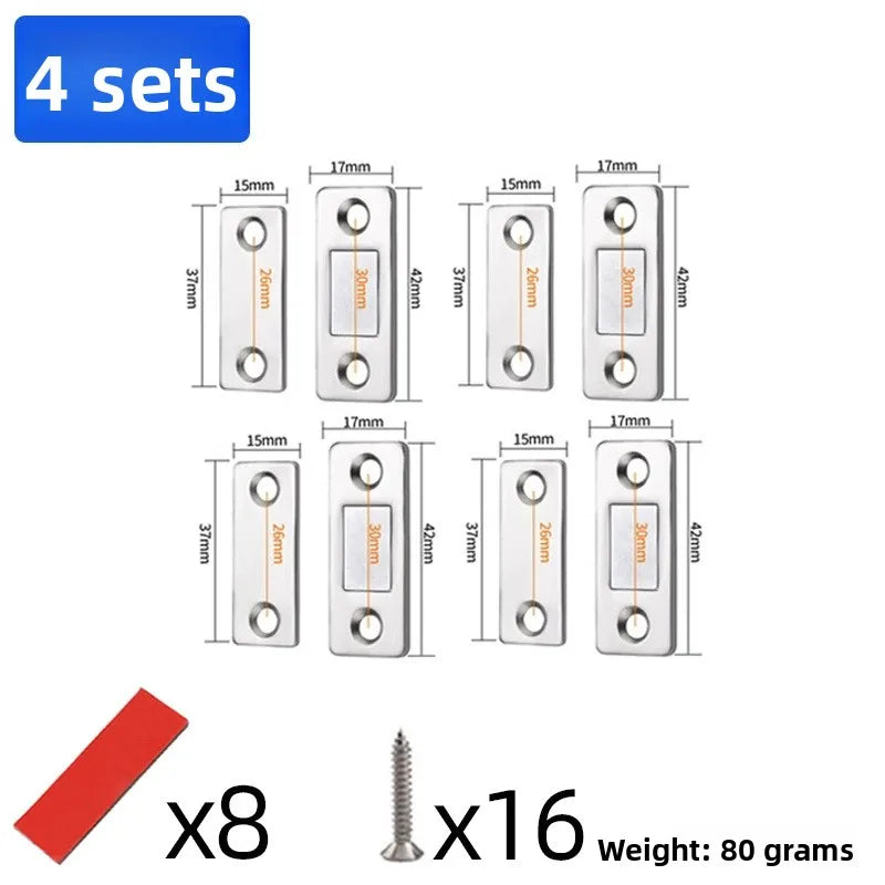 Magnetic Cabinet Catch L-Shaped Punch-Free Invisible Door Closer