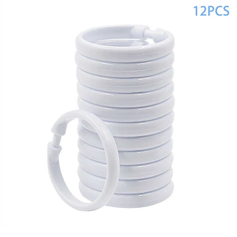 12-Pack PVC Shower Curtain O-Rings | Curtain Rod Clips