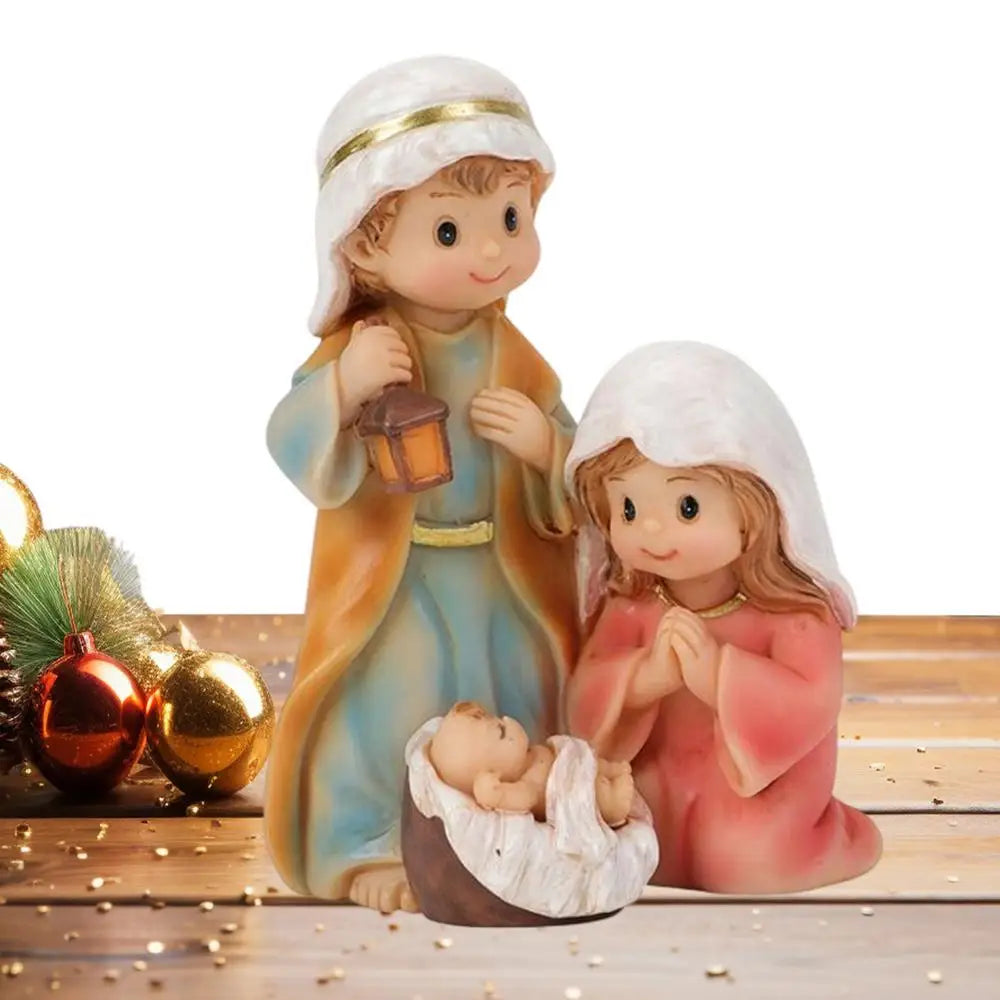Resin Nativity Figurine | Holy Family Christmas Scene Decor